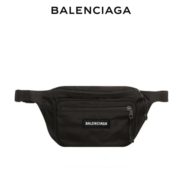 BALENCIAGA巴黎世家WHEEL BELTPACK黑色尼龍腰包