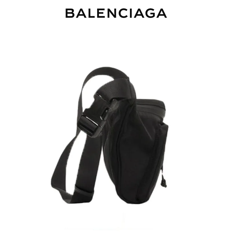 BALENCIAGA巴黎世家WHEEL BELTPACK黑色尼龍腰包