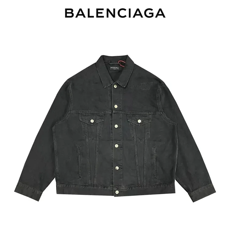 BALENCIAGA巴黎世家BB字母夜光塗鴉水洗牛仔外套