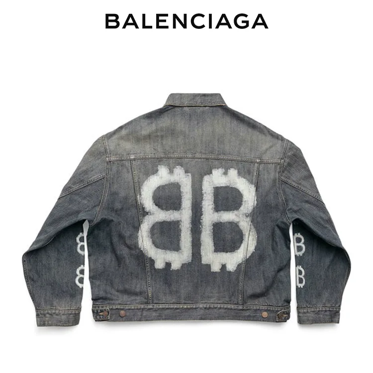 BALENCIAGA巴黎世家BB比特幣字母牛仔外套