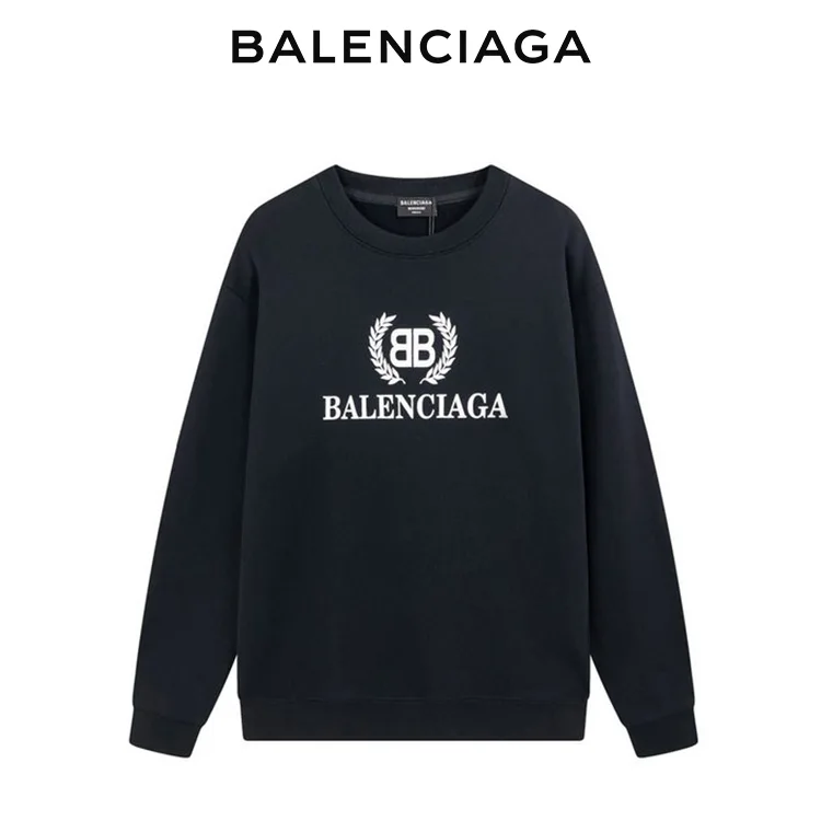 BALENCIAGA巴黎世家麥穗雙B字母印花男女套頭圓領衛衣