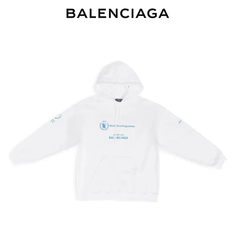 BALENCIAGA巴黎世家帽T二代WFP慈善聯名衛衣世界糧食署麥穗印花連帽衫