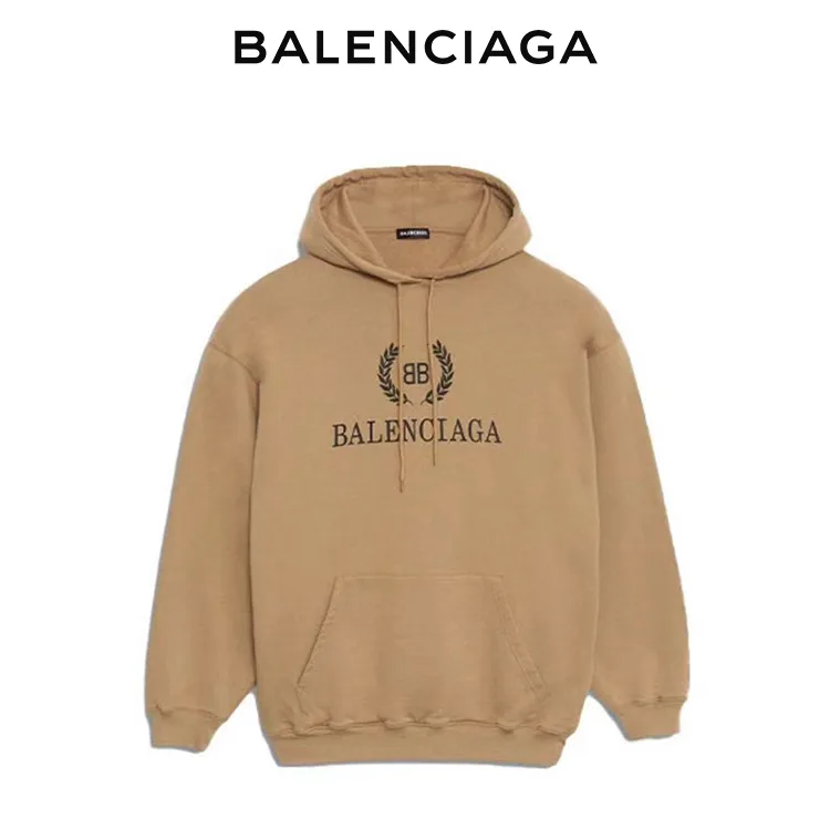 BALENCIAGA巴黎世家帽T麥穗雙B字母印花衛衣連帽衫