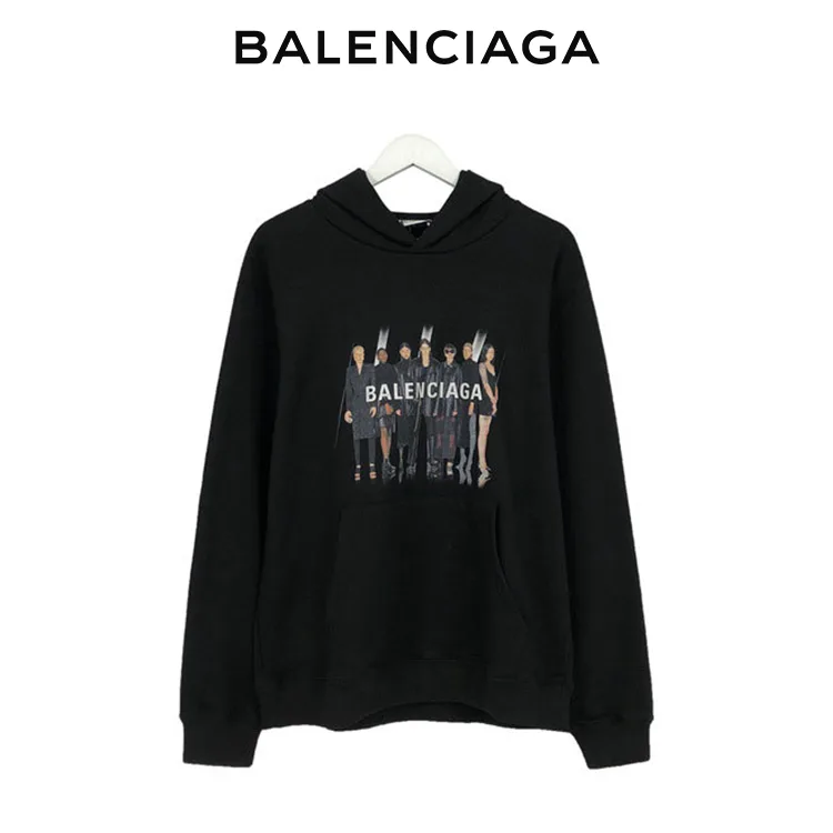 BALENCIAGA巴黎世家人像樂隊模特印花衛衣連帽衫