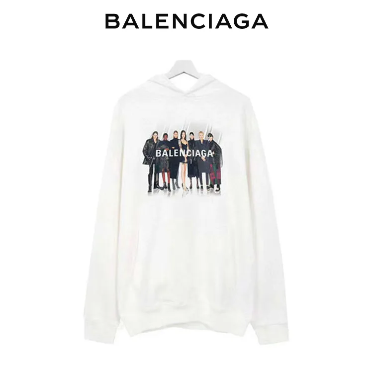 BALENCIAGA巴黎世家人像樂隊模特印花衛衣連帽衫