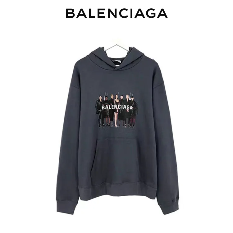 BALENCIAGA巴黎世家人像樂隊模特印花衛衣連帽衫