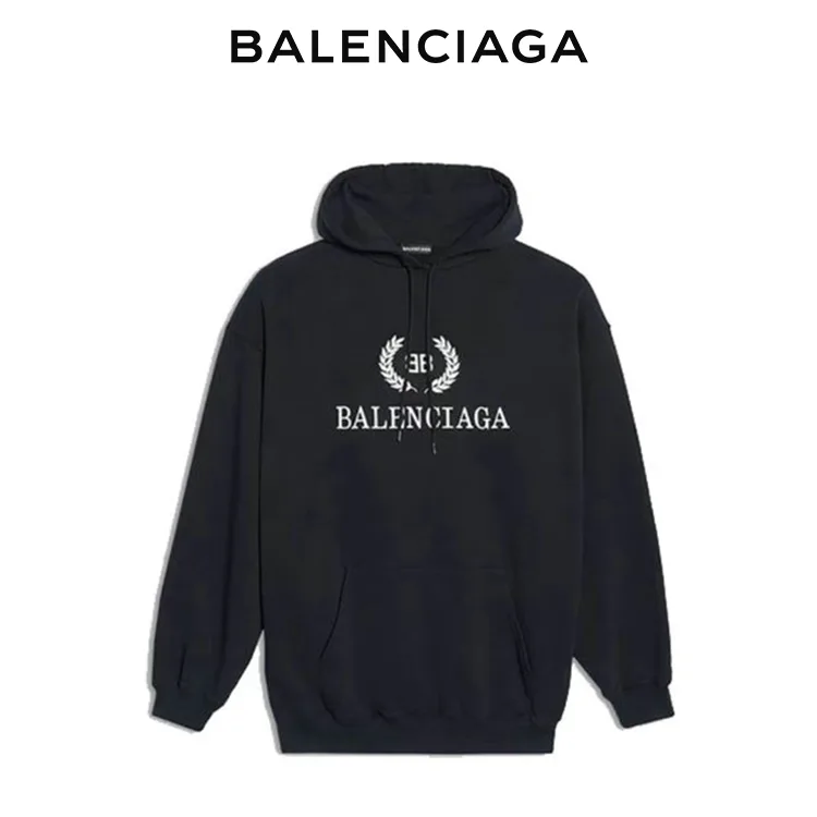 BALENCIAGA巴黎世家帽T麥穗雙B字母印花衛衣連帽衫