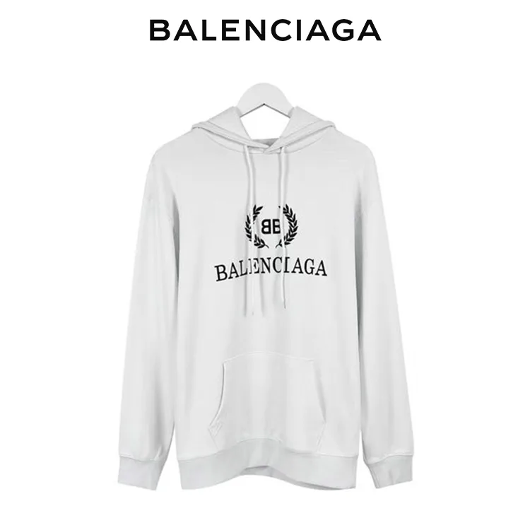 BALENCIAGA巴黎世家帽T麥穗雙B字母印花衛衣連帽衫