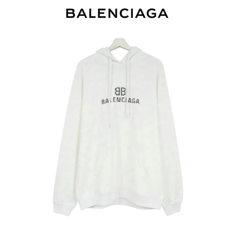 BALENCIAGA巴黎世家BB模糊馬賽克字母LOGO衛衣連帽衫