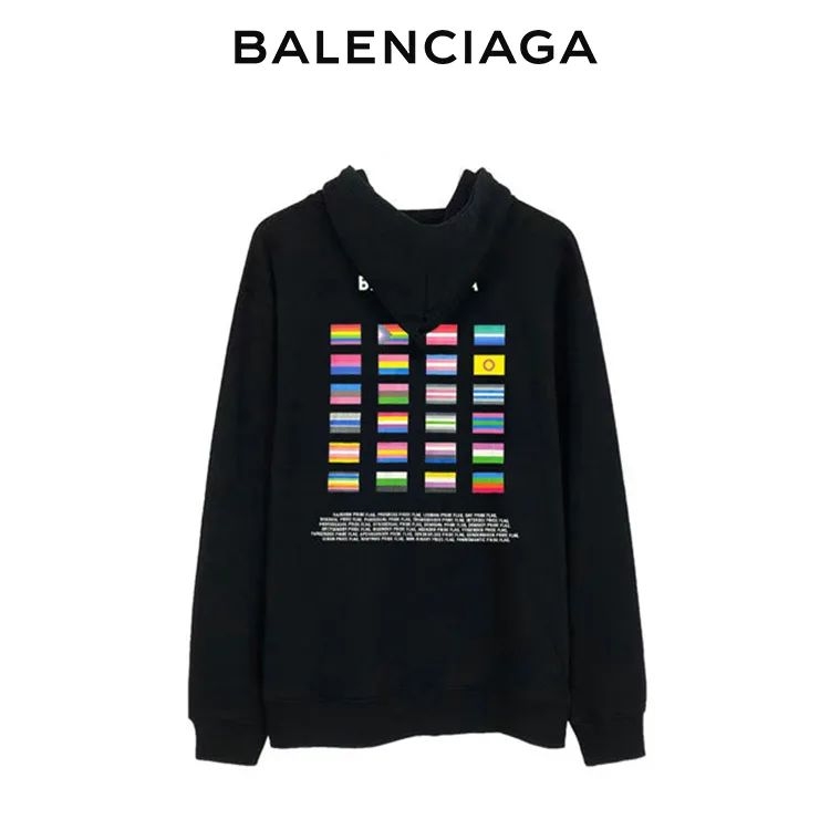 BALENCIAGA巴黎世家情侶人像多國國旗字母衛衣連帽衫