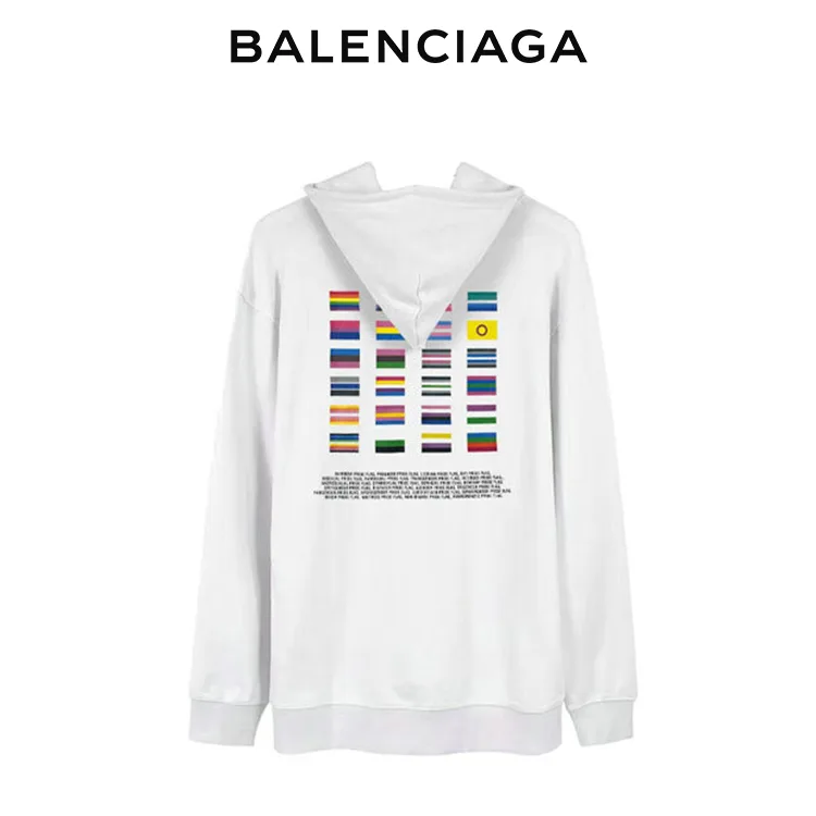 BALENCIAGA巴黎世家情侶人像多國國旗字母衛衣連帽衫