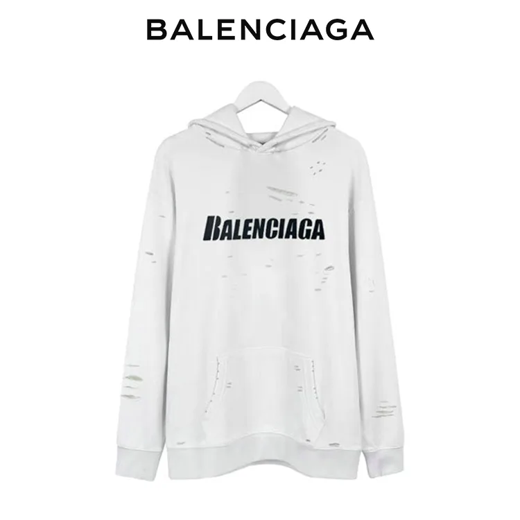 BALENCIAGA巴黎世家撕裂破洞破壞連帽衛衣