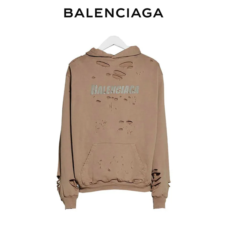 BALENCIAGA巴黎世家撕裂破洞破壞連帽衛衣