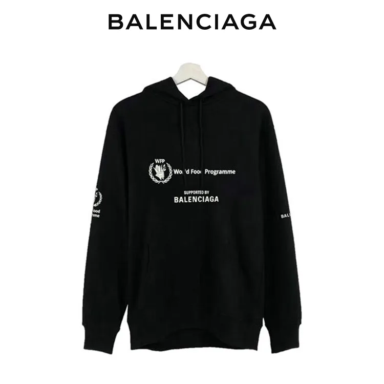 BALENCIAGA巴黎世家WFP慈善聯名世界糧食署麥穗印花衛衣連帽衫