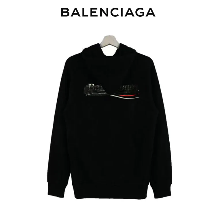 BALENCIAGA巴黎世家可樂標刺繡膠布連帽衛衣