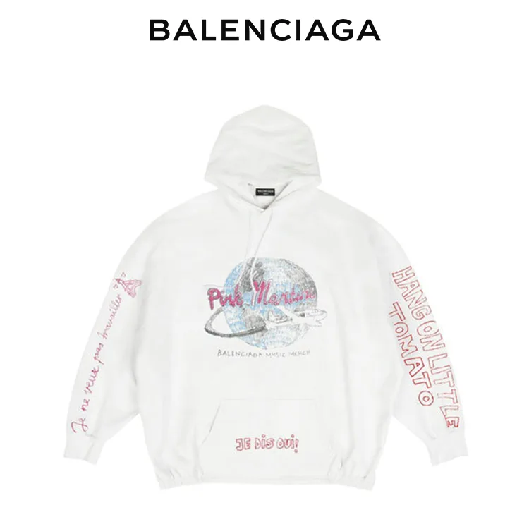 BALENCIAGA巴黎世家PINK MARTINI聯名手繪塗鴉連帽衛衣