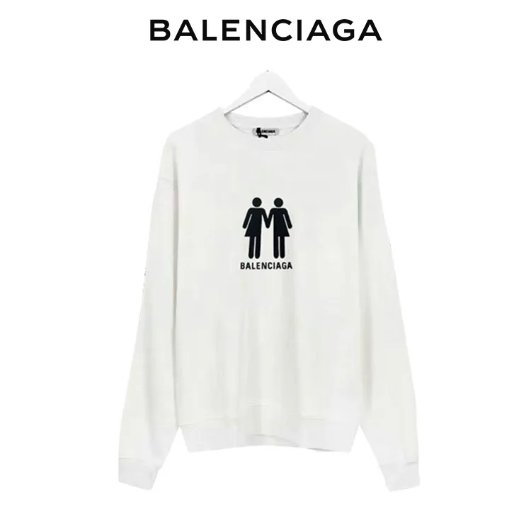 BALENCIAGA巴黎世家情侶人像多國國旗字母圓領衛衣