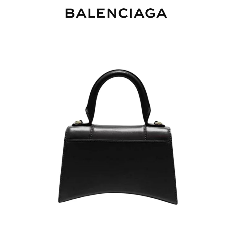 BALENCIAGA巴黎世家HOURGLASS女士光滑小牛皮金扣手提沙漏包