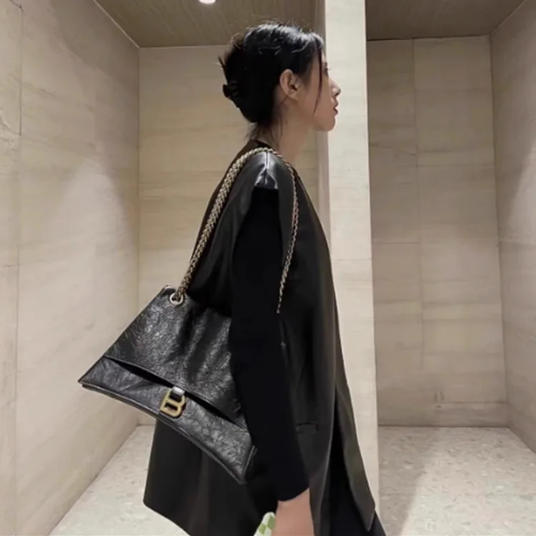 BALENCIAGA巴黎世家CRUSH女士小號鏈條包油蠟皮沙漏包