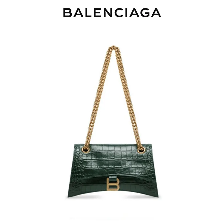 BALENCIAGA巴黎世家CRUSH女士小號鏈條包鱷魚紋沙漏包