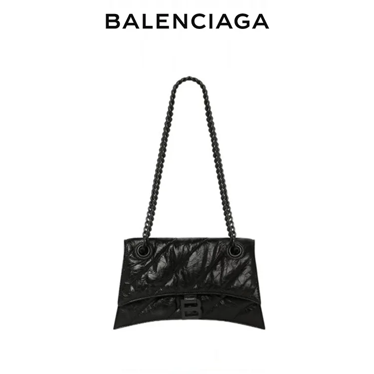 BALENCIAGA巴黎世家CRUSH小號絎縫鏈條包油蠟皮沙漏包