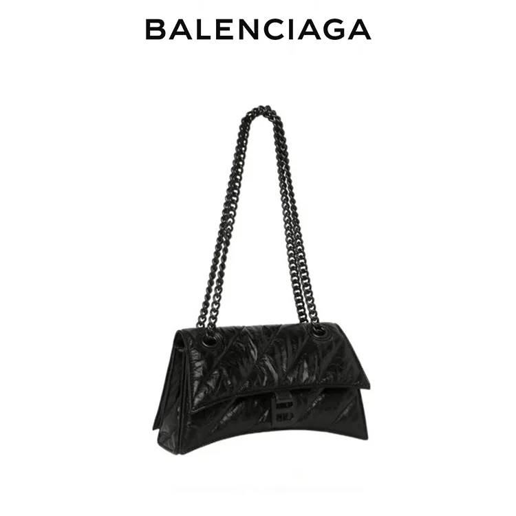 BALENCIAGA巴黎世家CRUSH小號絎縫鏈條包油蠟皮沙漏包