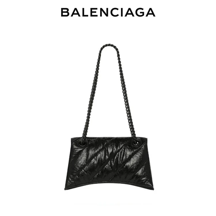 BALENCIAGA巴黎世家CRUSH小號絎縫鏈條包油蠟皮沙漏包