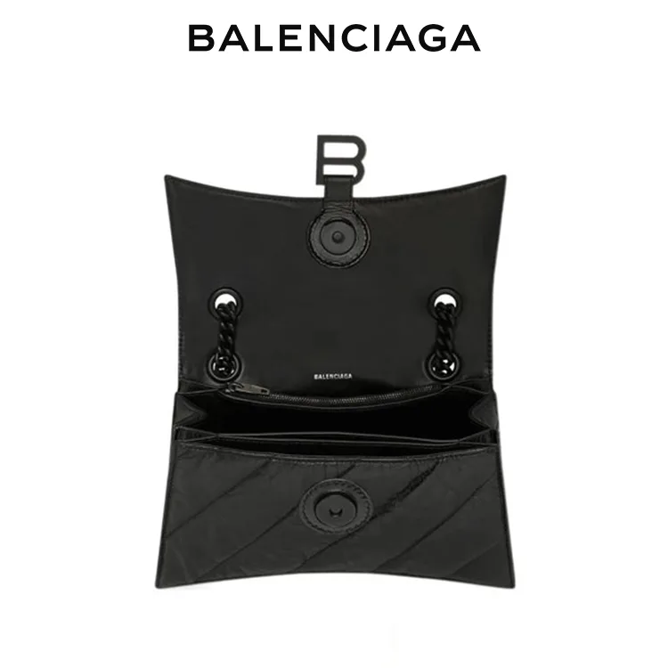 BALENCIAGA巴黎世家CRUSH小號絎縫鏈條包油蠟皮沙漏包