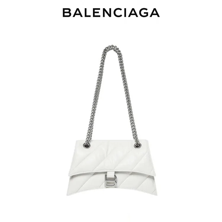 BALENCIAGA巴黎世家CRUSH小號絎縫鏈條包油蠟皮沙漏包