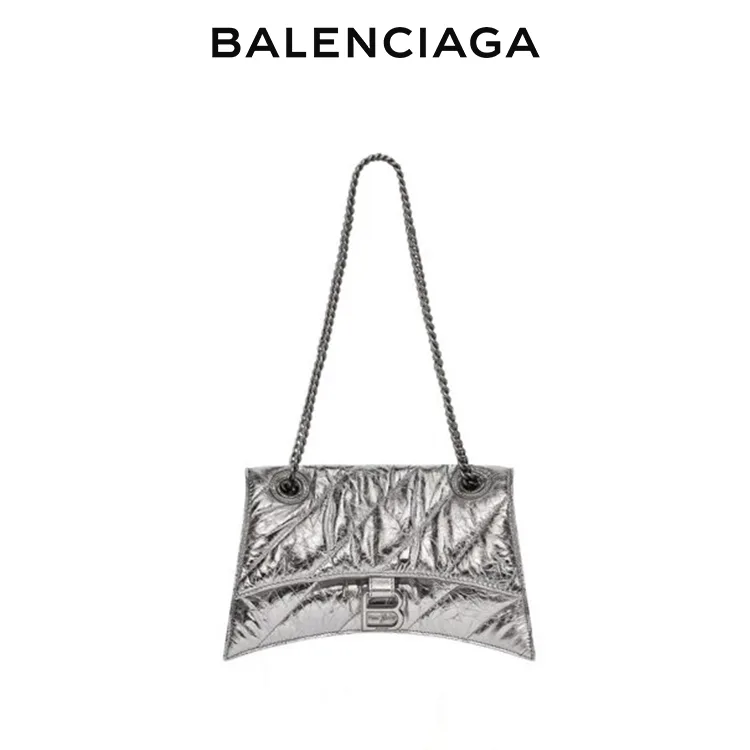 BALENCIAGA巴黎世家CRUSH小號絎縫鏈條包油蠟皮沙漏包