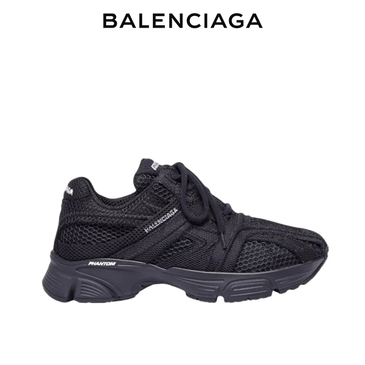 BALENCIAGA巴黎世家PHANTOM幻影系列黑色網眼拼接運動鞋 男女同款