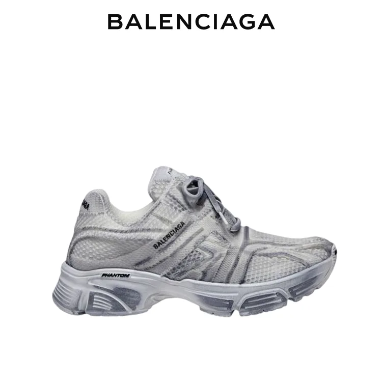 BALENCIAGA巴黎世家PHANTOM幻影系列灰色網眼拼接運動鞋 男女同款