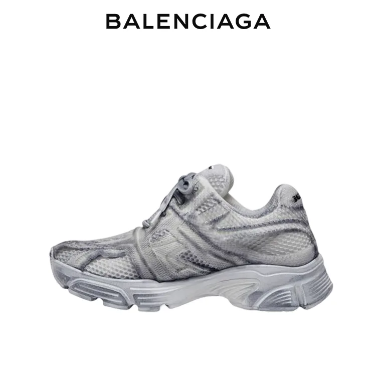 BALENCIAGA巴黎世家PHANTOM幻影系列灰色網眼拼接運動鞋 男女同款