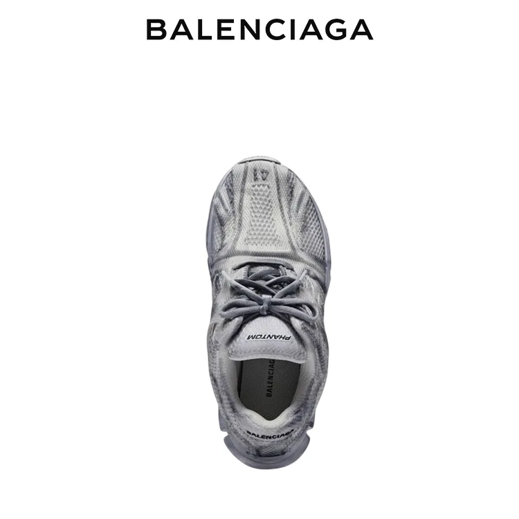 BALENCIAGA巴黎世家PHANTOM幻影系列灰色網眼拼接運動鞋 男女同款