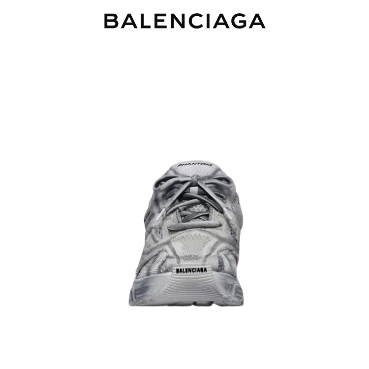 BALENCIAGA巴黎世家PHANTOM幻影系列灰色網眼拼接運動鞋 男女同款