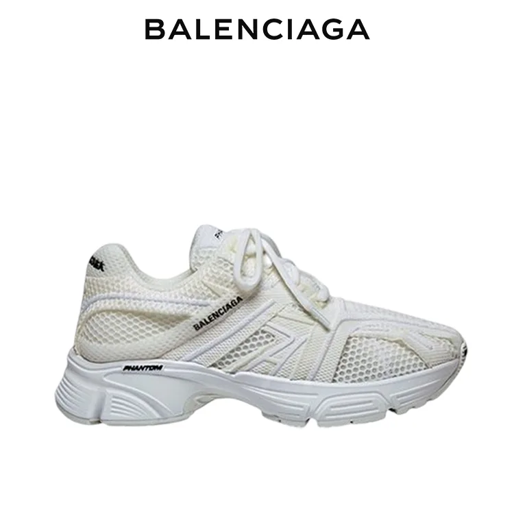 BALENCIAGA巴黎世家PHANTOM幻影系列白色網眼拼接運動鞋 男女同款