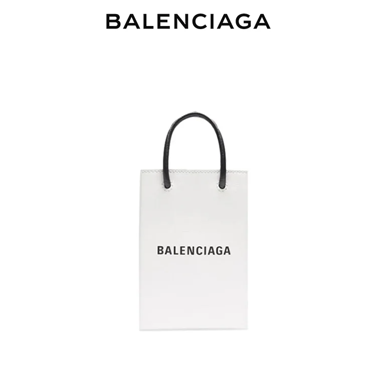 BALENCIAGA巴黎世家SHOPPING女士簡約品牌標識牛皮革手機包