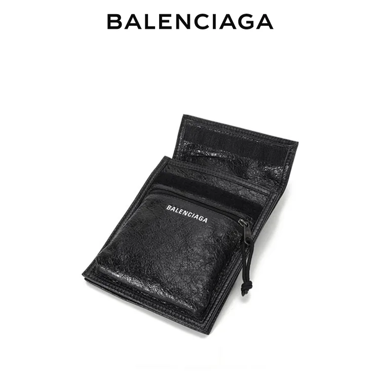 BALENCIAGA巴黎世家經典EXPLORER品牌標識黑色小羊皮斜背包手機包