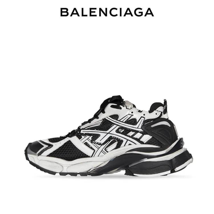 BALENCIAGA巴黎世家RUNNER磨損效果休閒運動鞋 黑白 男女同款