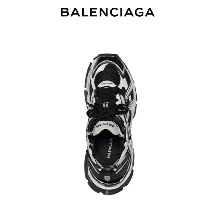 BALENCIAGA巴黎世家RUNNER磨損效果休閒運動鞋 黑白 男女同款