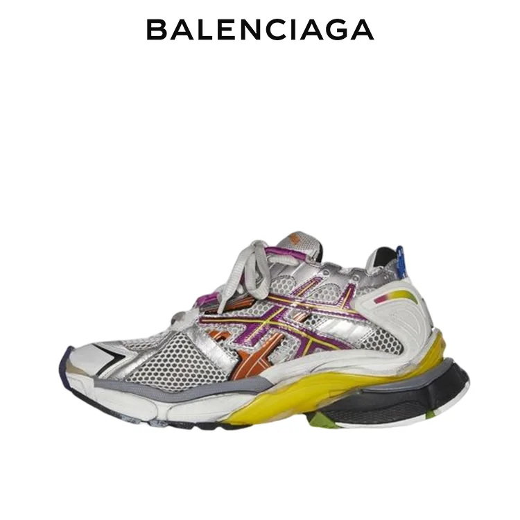 BALENCIAGA巴黎世家RUNNER磨損效果做舊拼接品牌標識運動鞋 男女同款