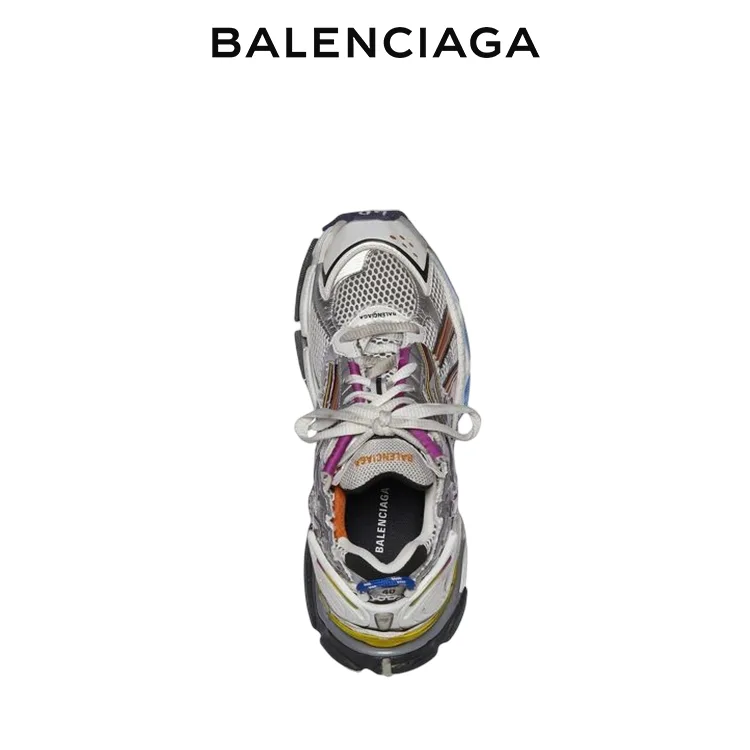 BALENCIAGA巴黎世家RUNNER磨損效果做舊拼接品牌標識運動鞋 男女同款