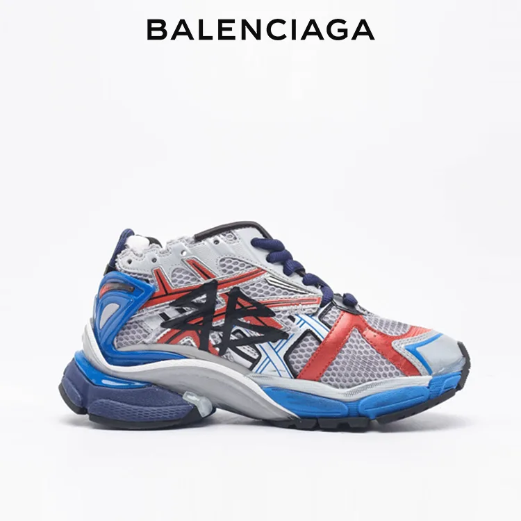 BALENCIAGA巴黎世家RUNNER GRAFFITI塗鴉運動鞋 灰藍紅 男女同款