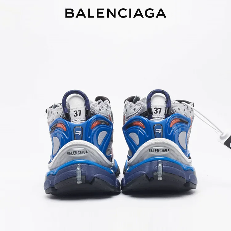 BALENCIAGA巴黎世家RUNNER GRAFFITI塗鴉運動鞋 灰藍紅 男女同款