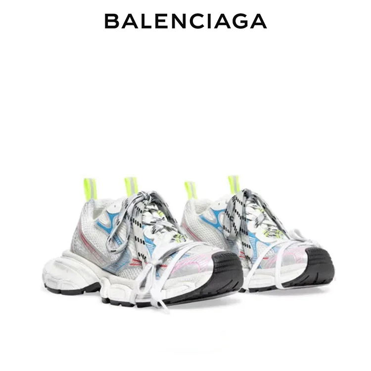 BALENCIAGA RUNNER KITH FOUR.COLOR 女士復古減震休閒運動鞋 白藍紅