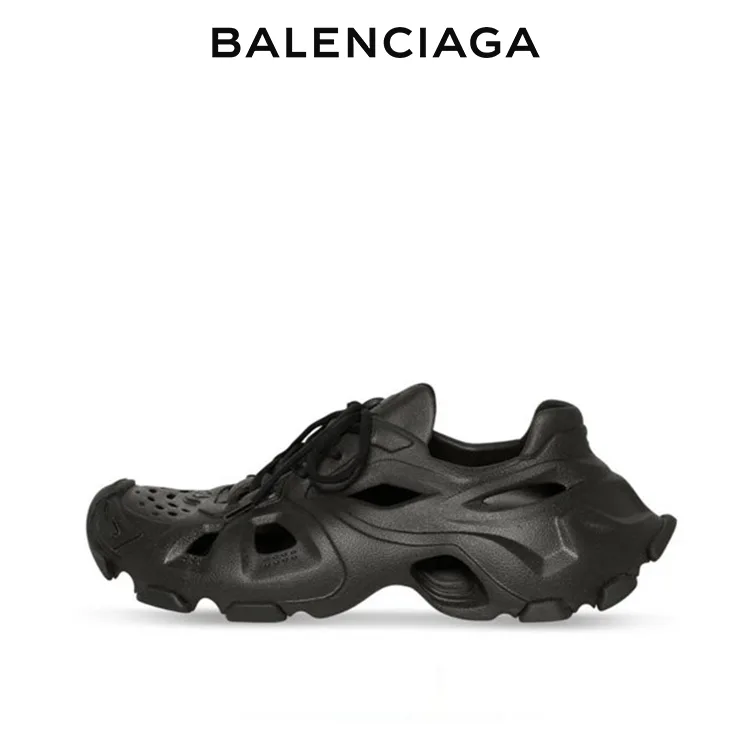 BALENCIAGA巴黎世家HD系列橡膠運動鞋男士繫帶洞洞超輕戶外沙灘涼鞋