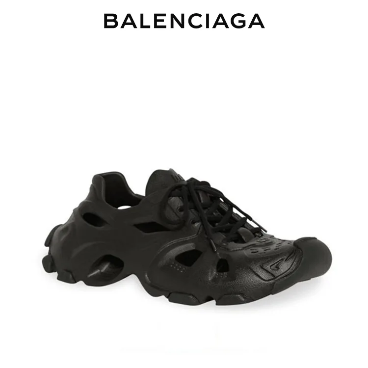 BALENCIAGA巴黎世家HD系列橡膠運動鞋男士繫帶洞洞超輕戶外沙灘涼鞋