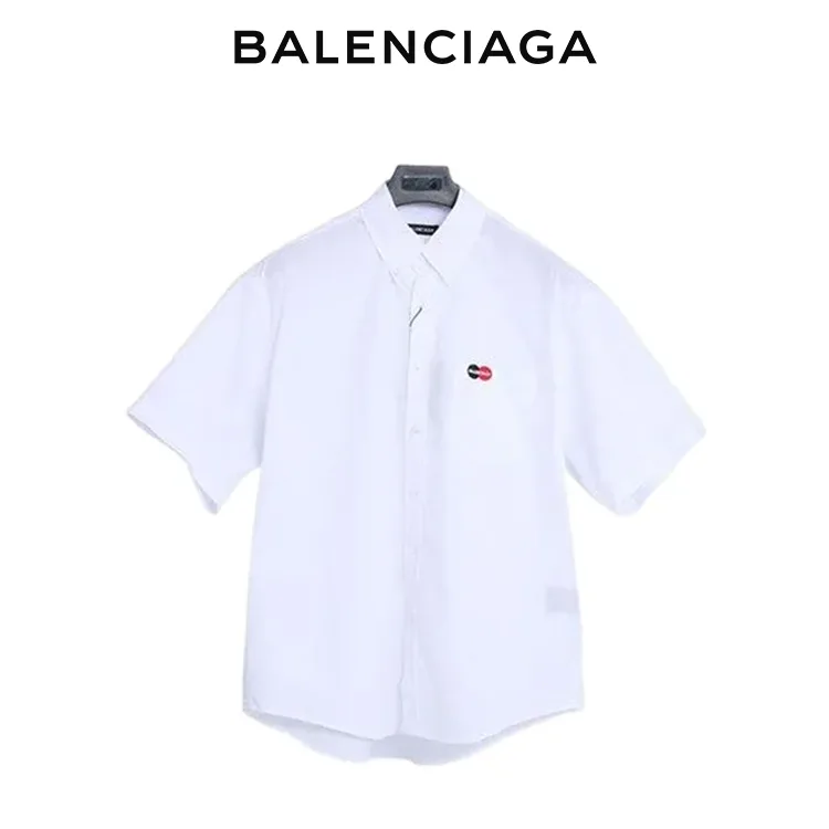 BALENCIAGA巴黎世家萬事達刺繡字母LOGO短袖襯衫