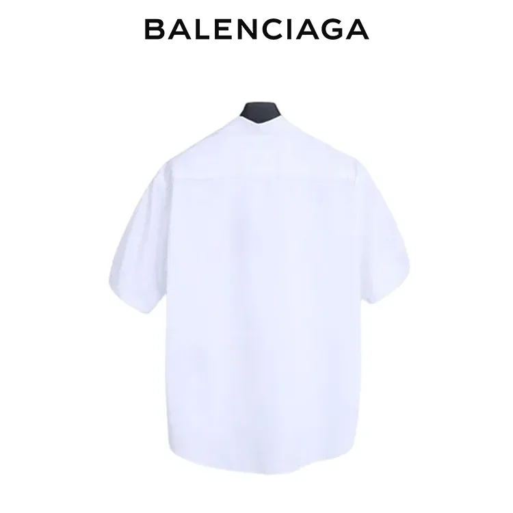 BALENCIAGA巴黎世家萬事達刺繡字母LOGO短袖襯衫