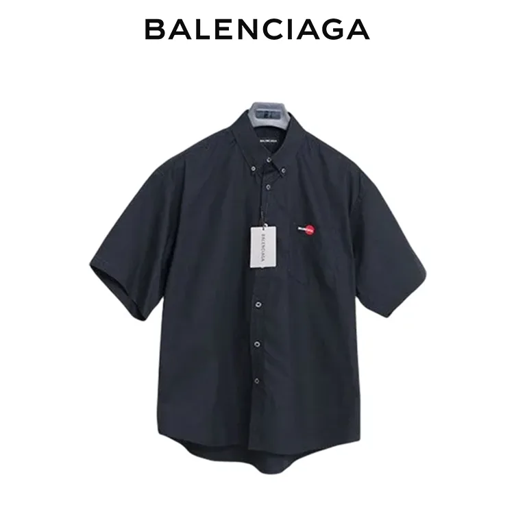 BALENCIAGA巴黎世家萬事達刺繡字母LOGO短袖襯衫